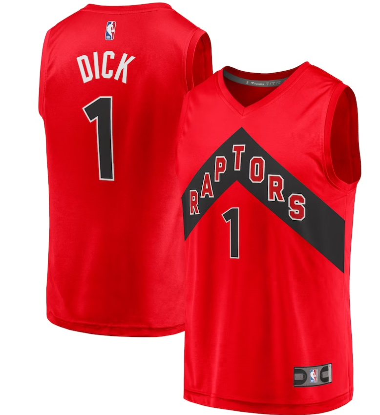 2023 NBA Toronto Raptors #1 Gradey Dick Red Nike Icon Edition Swingman Jersey 